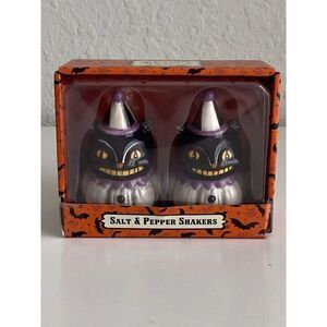 Johanna Parker Black Cats Halloween Salt and Pepper Shakers Transpac NEW